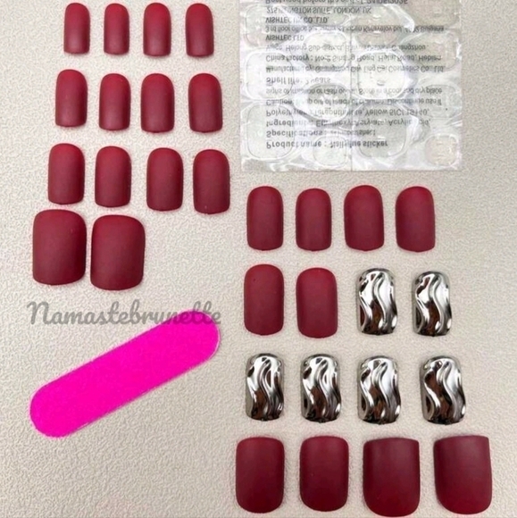 Red Wine Matte Press On Nails - Picture 6 of 14